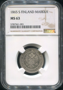 1 марка 1865 (Финляндия) (в слабе)