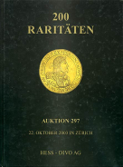 Аукционный каталог "Hess-Divo AG №297: 200 Raritaten" 2003