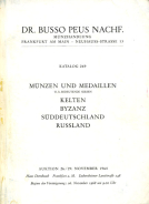 Dr. Busso Peus Nachf., Frankfurt am Main. Auction 269, November 26-29, 1968 in Frankfurt am Main. Munzen und Medaillen. Kelten, Byzanz, Suddeutschland, Russland.