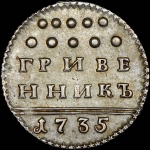 Гривенник 1735 года