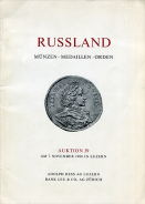 Adolph Hess & Bank Leu. Аукцион №39 "Russland. Munzen-Medaillen-Orden". 7 ноября 1968 г. Люцерн.