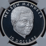 10 долларов 2001 "Нельсон Мандела" (Либерия) (в слабе)