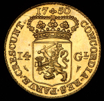 14 гульденов 1750. Рестрайк (Голландия)