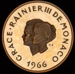 200 франков 1966 "10-летие свадьбы Ренье III" (Монако)