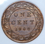 1 цент 1908 (Канада) (в слабе)