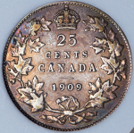 25 центов 1909 (Канада) (в слабе)