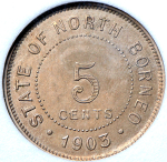 5 центов 1903 (Северное Борнео) (в слабе) H