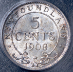 5 центов 1908 (Ньюфаундленд) (в слабе)