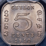 5 центов 1910 (Цейлон) (в слабе)