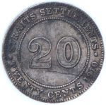 20 центов 1910 (Стрейтс Сетлментс) (в слабе)