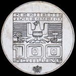 100 шиллингов 1976 "XII зимние Олимпийские Игры, Инсбрук 1976" (Австрия)