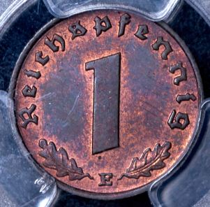 1 пфеннинг 1937 (Германия) (в слабе) Е