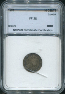 10 центов 1903 (Канада) (в слабе)