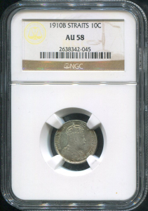 10 центов 1910 (Стрейтс Сетлментс) (в слабе)