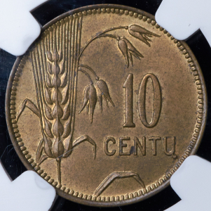 10 центов 1925 (Литва) (в слабе)