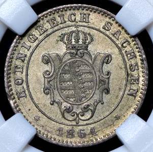 2 гроша 1864 (Саксония) (в слабе)