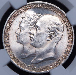 2 марки 1904 "Свадьба Фридриха Франца IV и Александры" (Мекленбург-Шверин) (в слабе) А