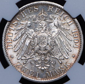 2 марки 1904 "Свадьба Фридриха Франца IV и Александры" (Мекленбург-Шверин) (в слабе)