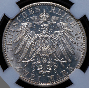 2 марки 1907 "На смерть Фридриха I" (Баден) (в слабе)