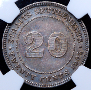 20 центов 1903 (Стрейтс Сетлментс) (в слабе)