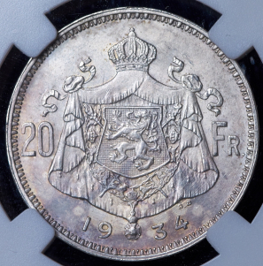 20 франков 1934 (Бельгия) (в слабе)
