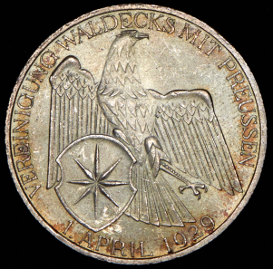 3 марки 1929 "Объединение Вальдека и Пруссии" (Германия)