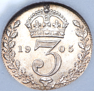 3 пенса 1905 (Великобритания) (в слабе)