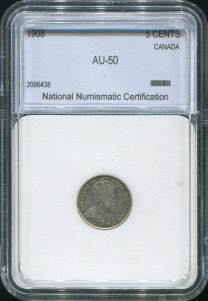 5 центов 1908 (Канада) (в слабе)