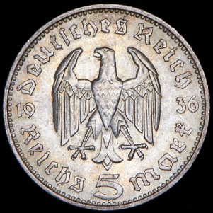 5 марок 1936 (Германия) F
