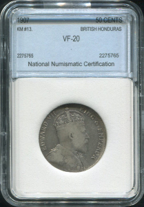 50 центов 1907 (Британский Гондурас) (в слабе)