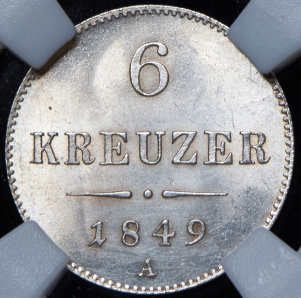 6 крейцеров 1849 (Австрия) (в слабе)
