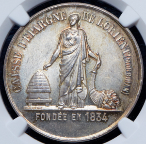 Медаль "Кассы взаимопомощи жителей г. Лорьяна" 1834 (Франция) (в слабе)