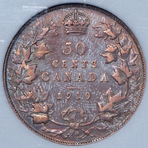 Набор из 2-х сер  50 центов 1910 (Канада) (в слабах)