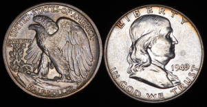 Набор из 2-х сер. монет 1/2 доллара (США)