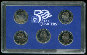 Набор из 5-ти монет 25 центов 1999 "50 штатов" (США) (в п/у)