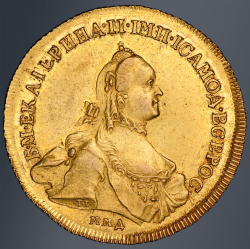 10 рублей 1762 года ММД-ТI