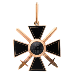 Знак ордена Святого Равноапостольного Князя Владимира 3-й степени черной эмали с мечами