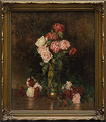 Алексей Алексеевич Харламов (1840-1925) «Натюрморт с розами и гвоздиками»