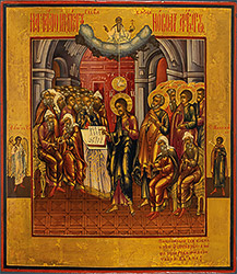 Проповедь Христа в синагоге (образ Индикта), с избранными святыми