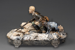 Скульптура настольная «Охотник с собакой»