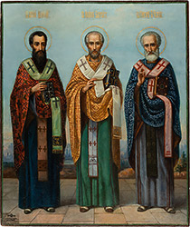Вселенские святители Василий Великий, Иоанн Златоуст и Григорий Богослов
