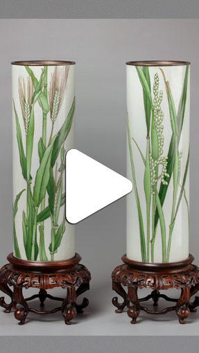Видео Парные вазы с изображением колосьев ячменя и риса