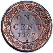 1 цент 1907 (Канада) (в слабе) H