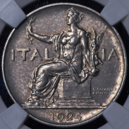 1 лира 1924 (Италия) (в слабе)
