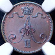 1 пенни 1876 (Финляндия) (в слабе)