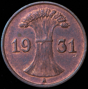 1 пфенниг 1931 (Германия) А