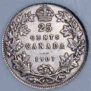 25 центов 1907 (Канада) (в слабе)
