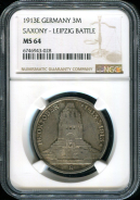 3 марки 1913 (Саксония) (в слабе)