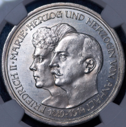 5 марок 1914 "25-летие свадьбы Фридриха II и Марии Баденской" (Ангальт-Дессау) (в слабе) (в слабе)