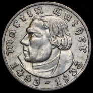 5 марок 1933 "450 лет со дня рождения Мартина Лютера" (Германия)